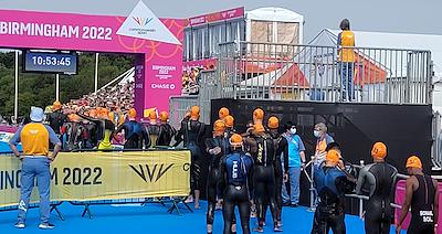 The triathlon transition and finish operation at Birmingham 2022